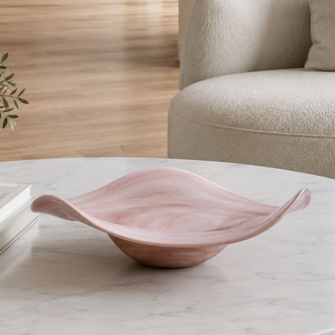 Peach Swirl Glass Decor / Platter