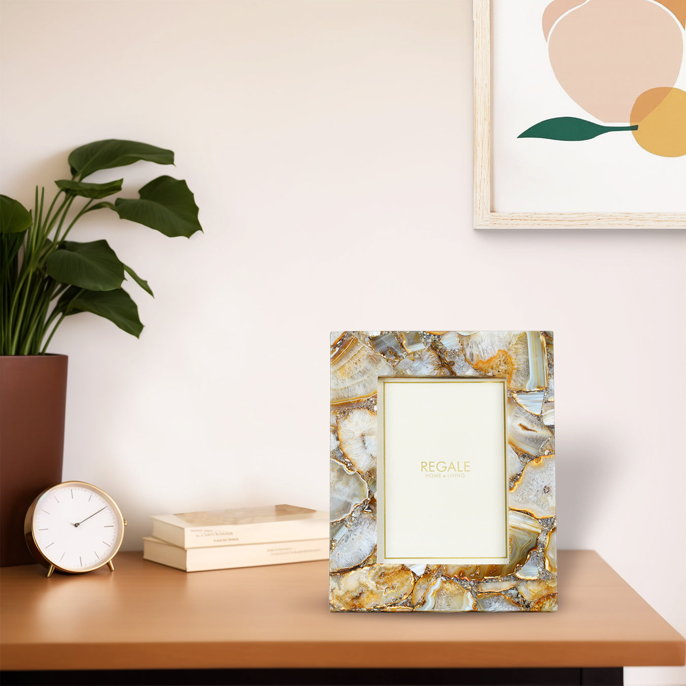 Golden Agate Stone Photo Frame