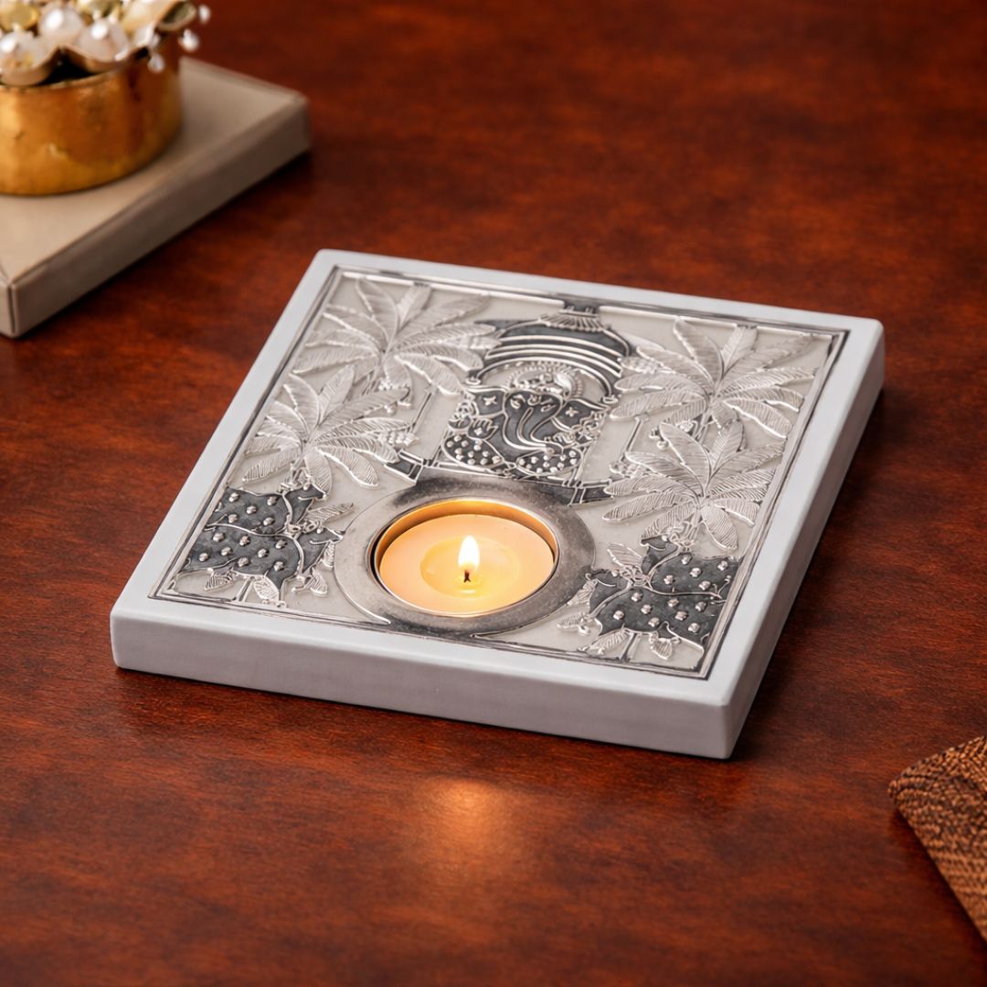 Nandi Ganesh T-Light Holder - Beige