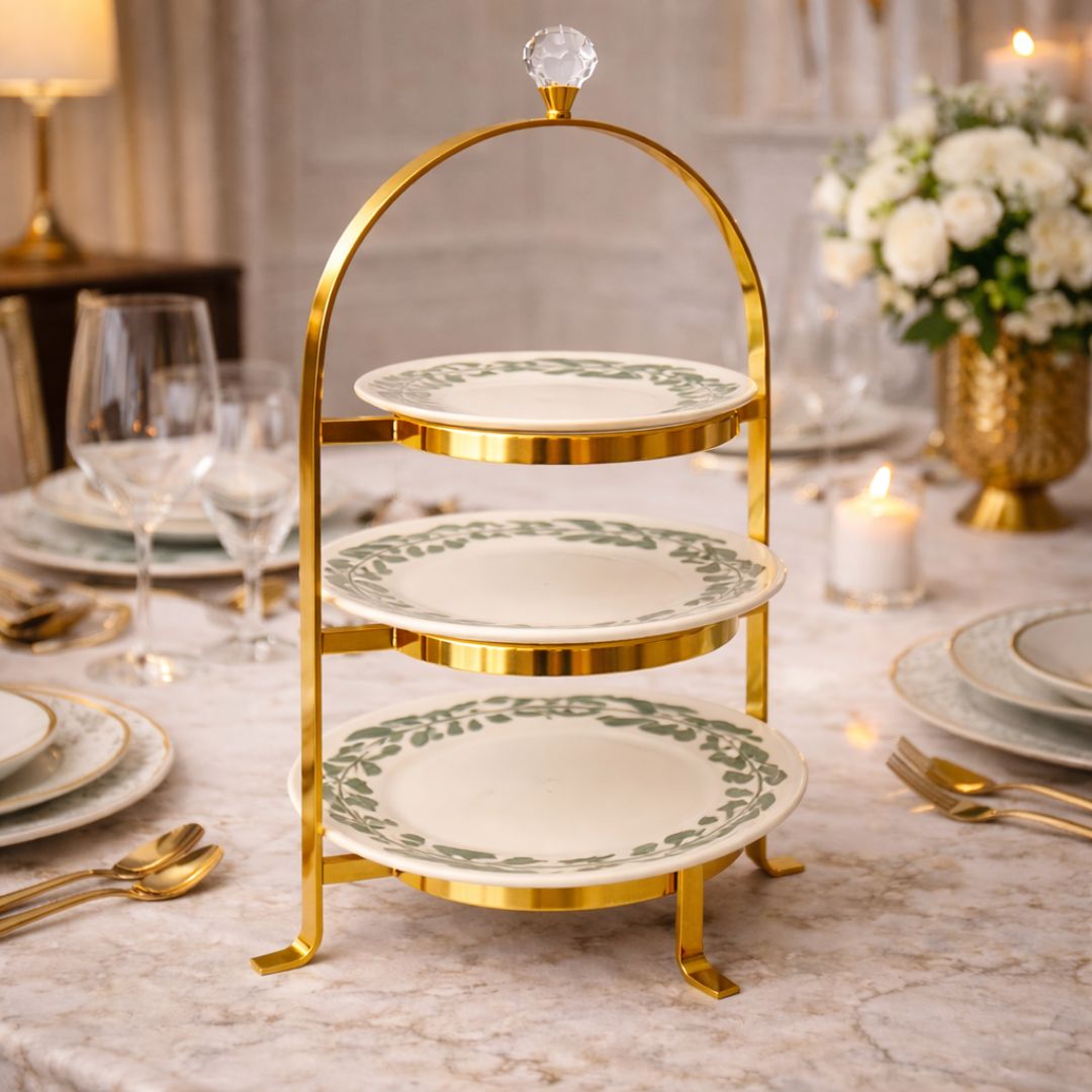 Gold Three-Tier Host Stand without plates - Large
