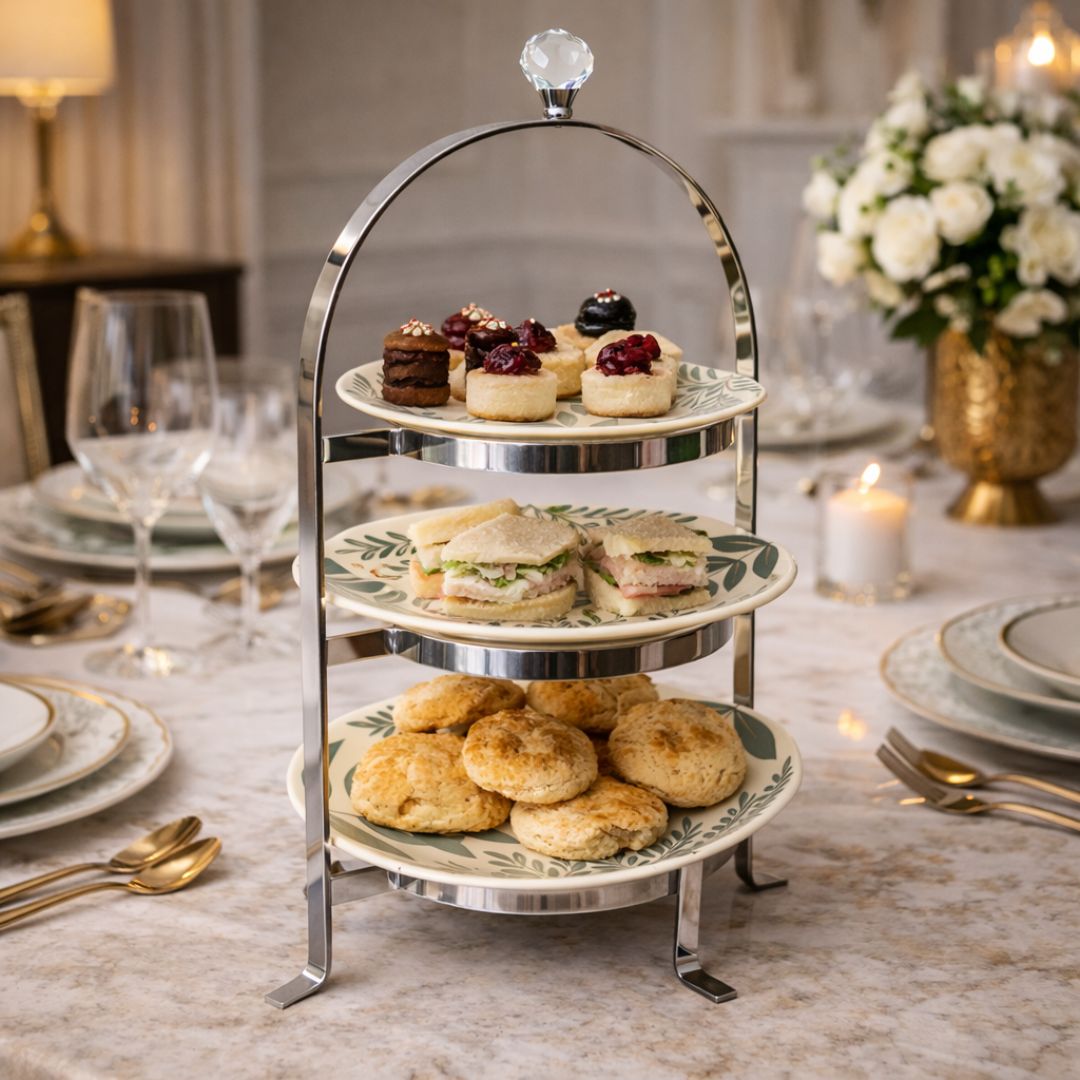 Nickel Three -Tier Host Stand without plates - Large