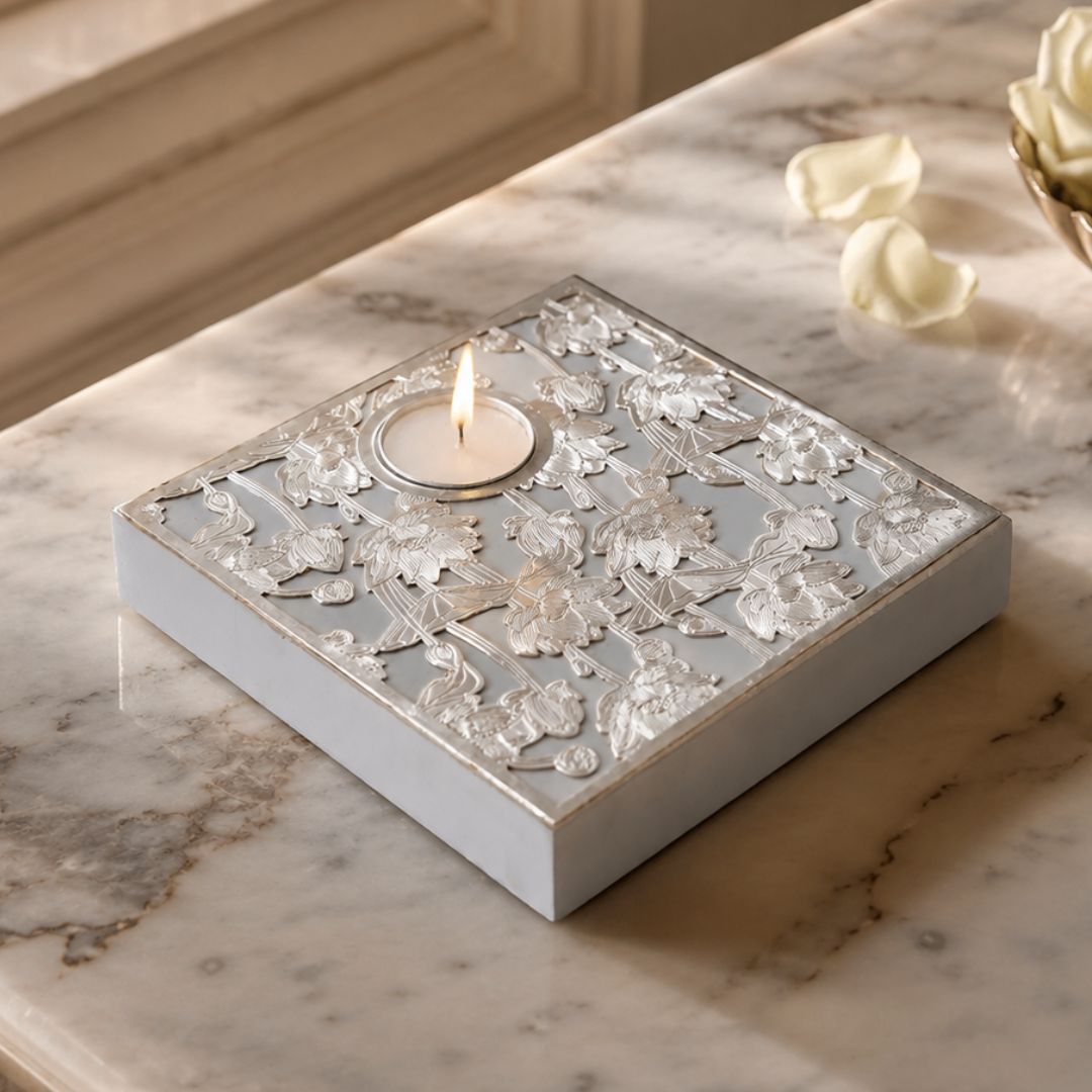 Lotus Bloom Tealight Holder - Grey