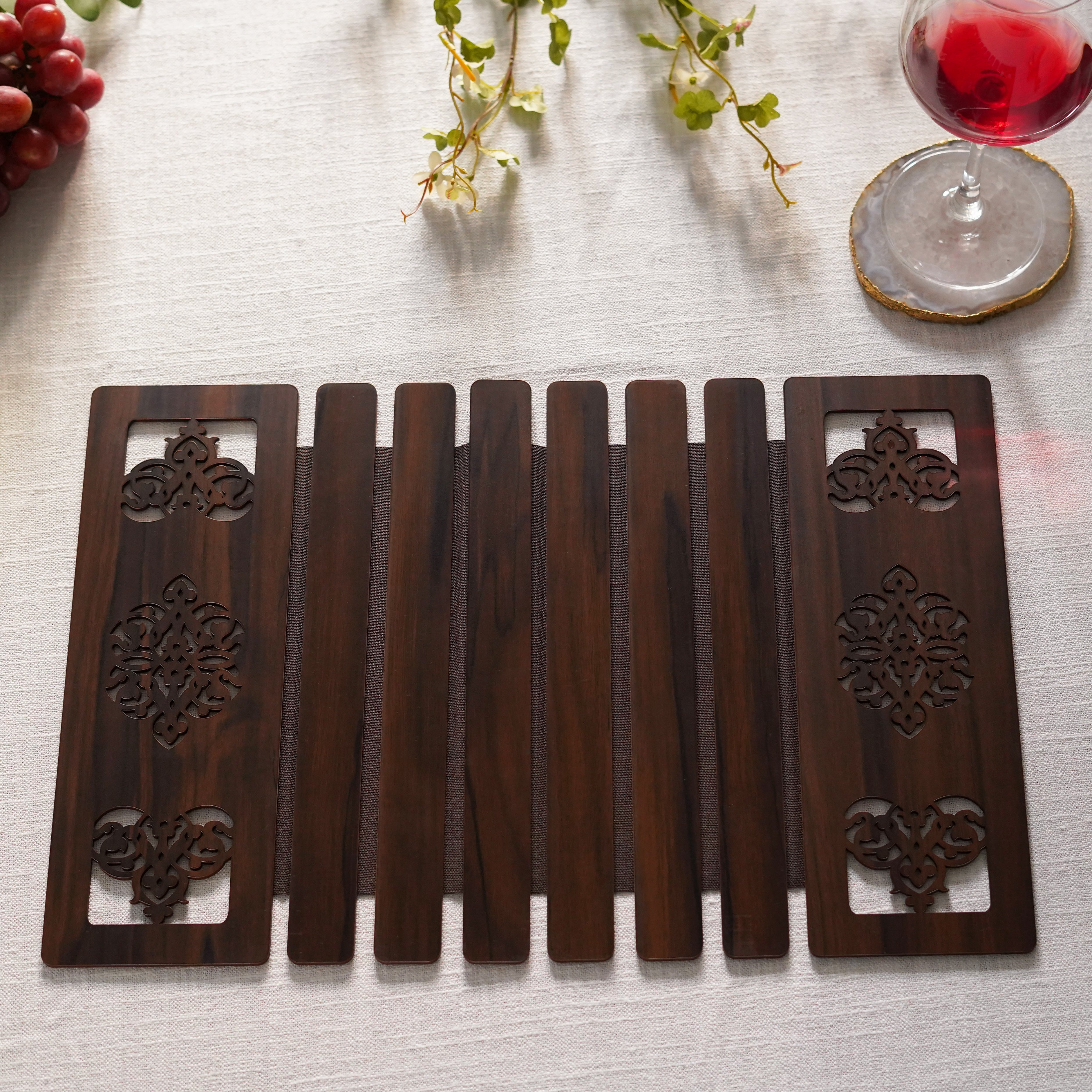 Carved Foldable Table Mats - Set of 2