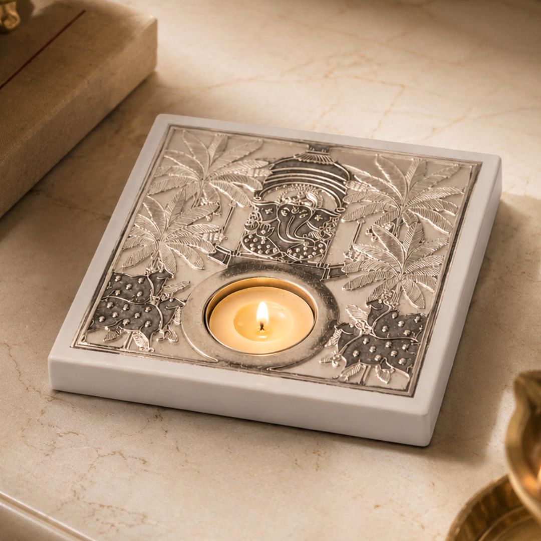 Nandi Ganesh T-Light Holder - Beige