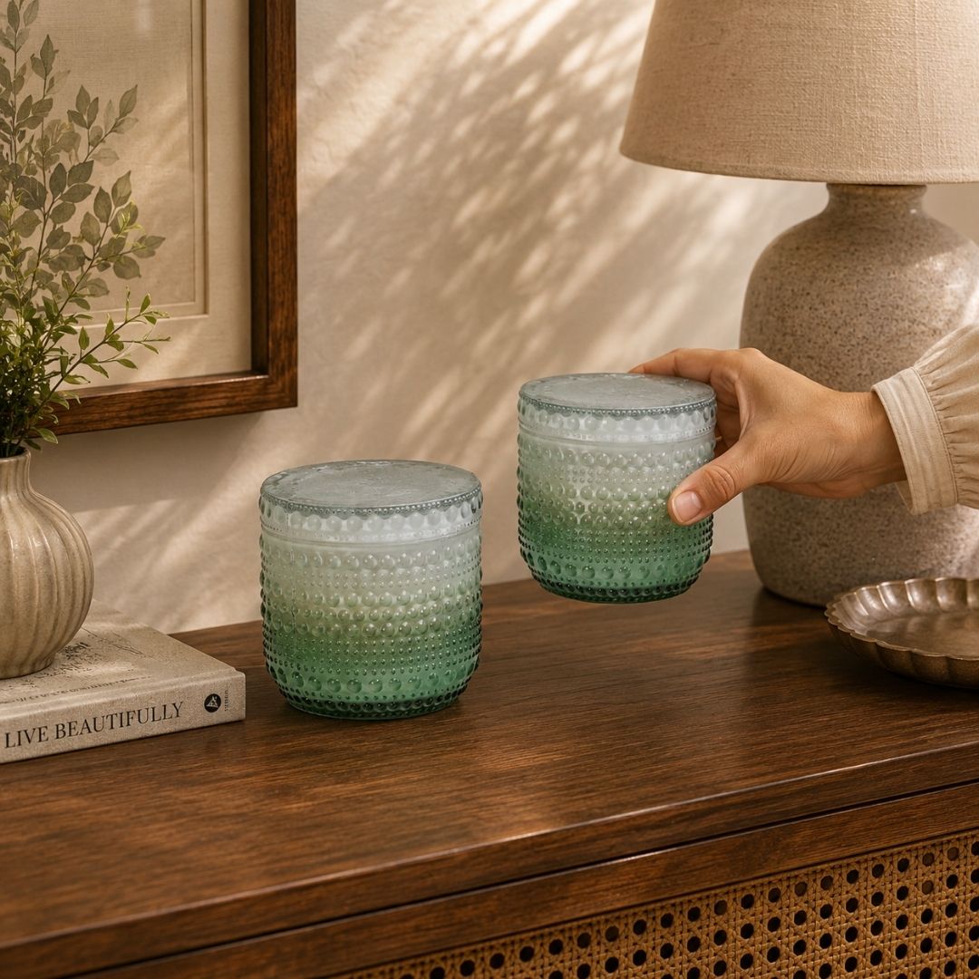 Dimpled Glow Frosted Fern (Set of 2)
