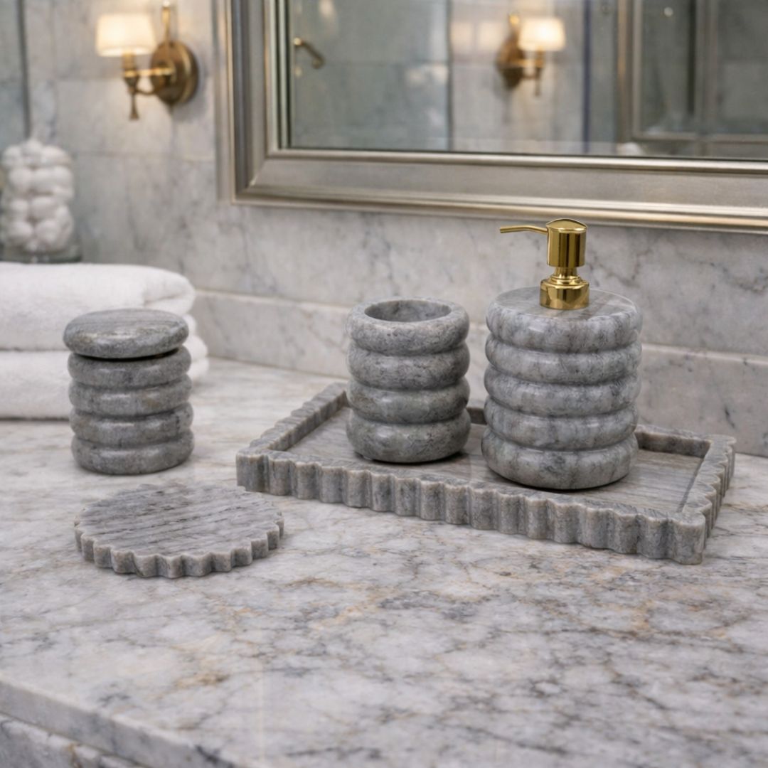 Rippled Marble Bathroom Set