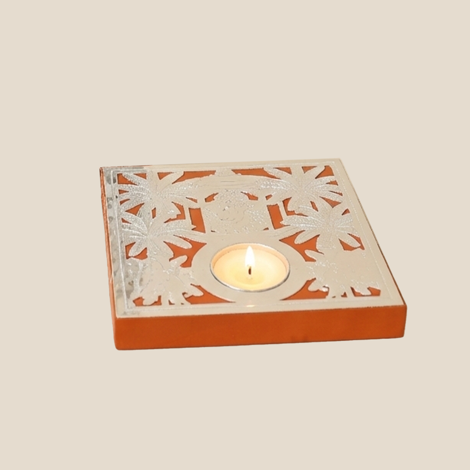 Nandi Ganesh Tealight Holder - Orange