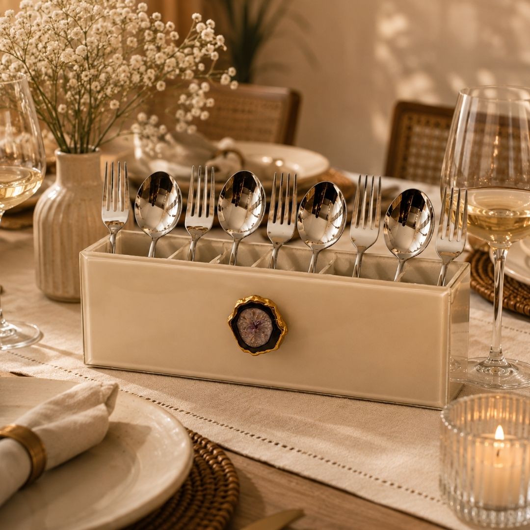 Agate Elegance Cutlery Organizer - IVORY