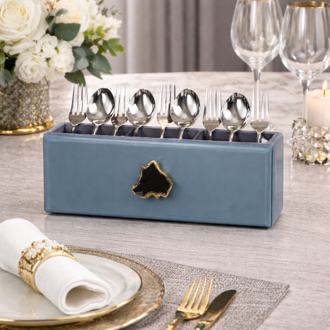 Agate Elegance Cutlery Organizer - Grey