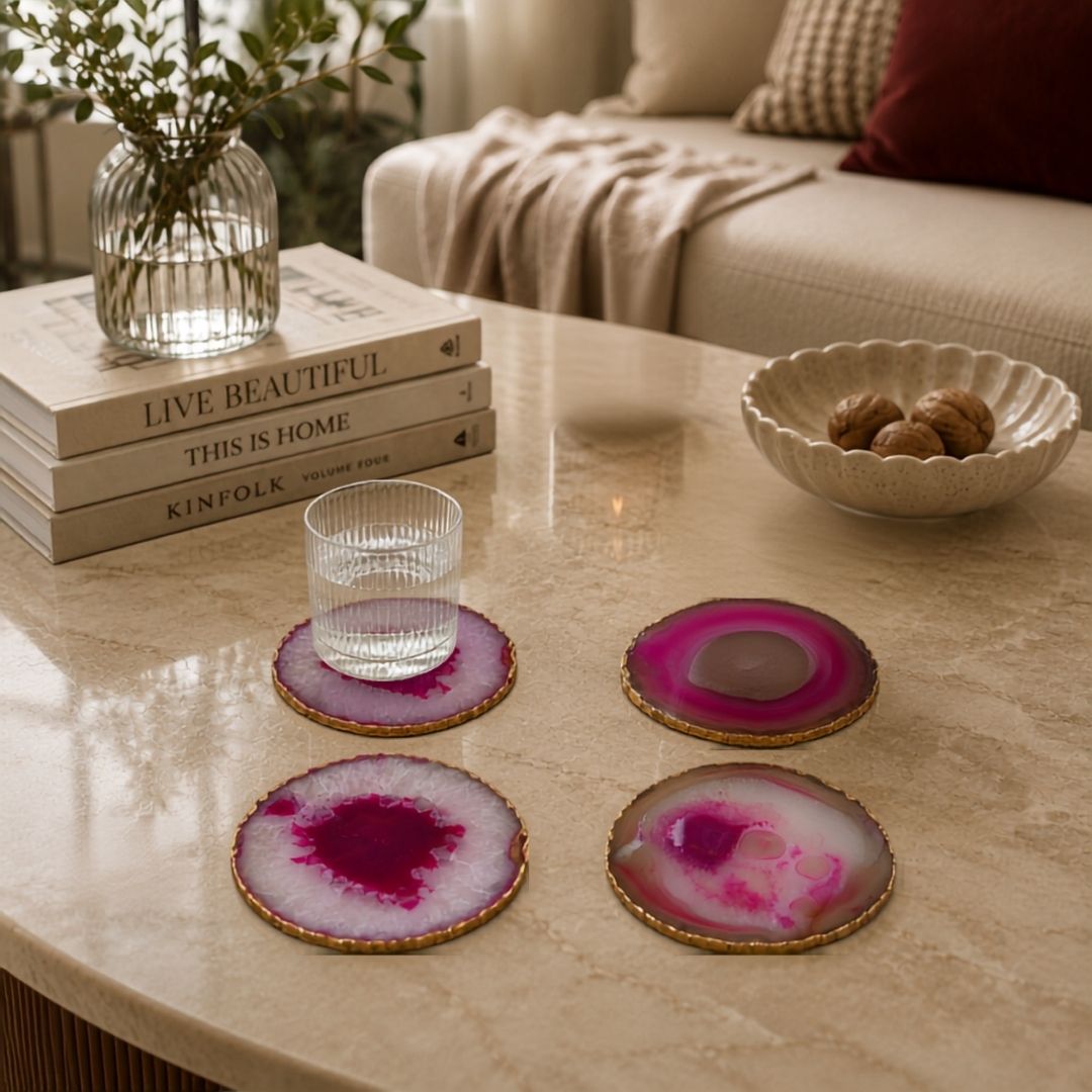 Pink Agate Coaster (Set of 2)