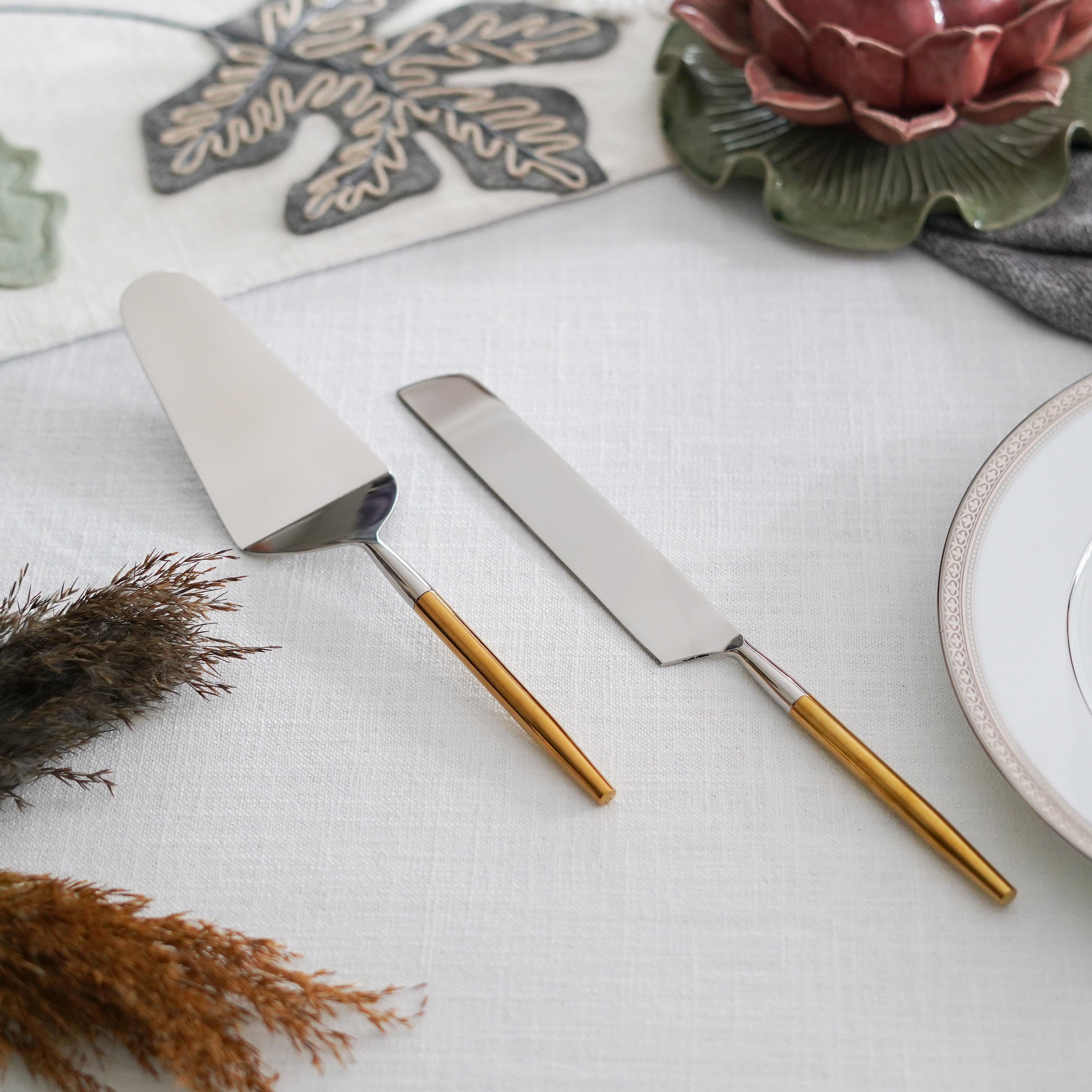 Luxe Duo-Tone Cake Server Set – 2 Pieces