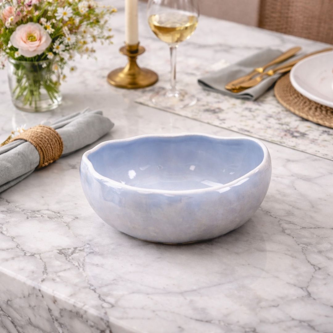 Serene Bone China Wave Bowl