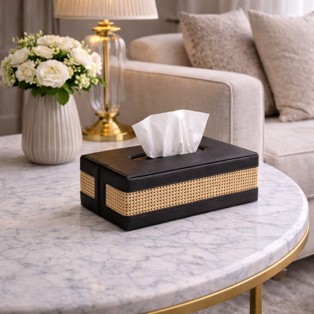 Noir Cane Luxe Tissue Box Cover