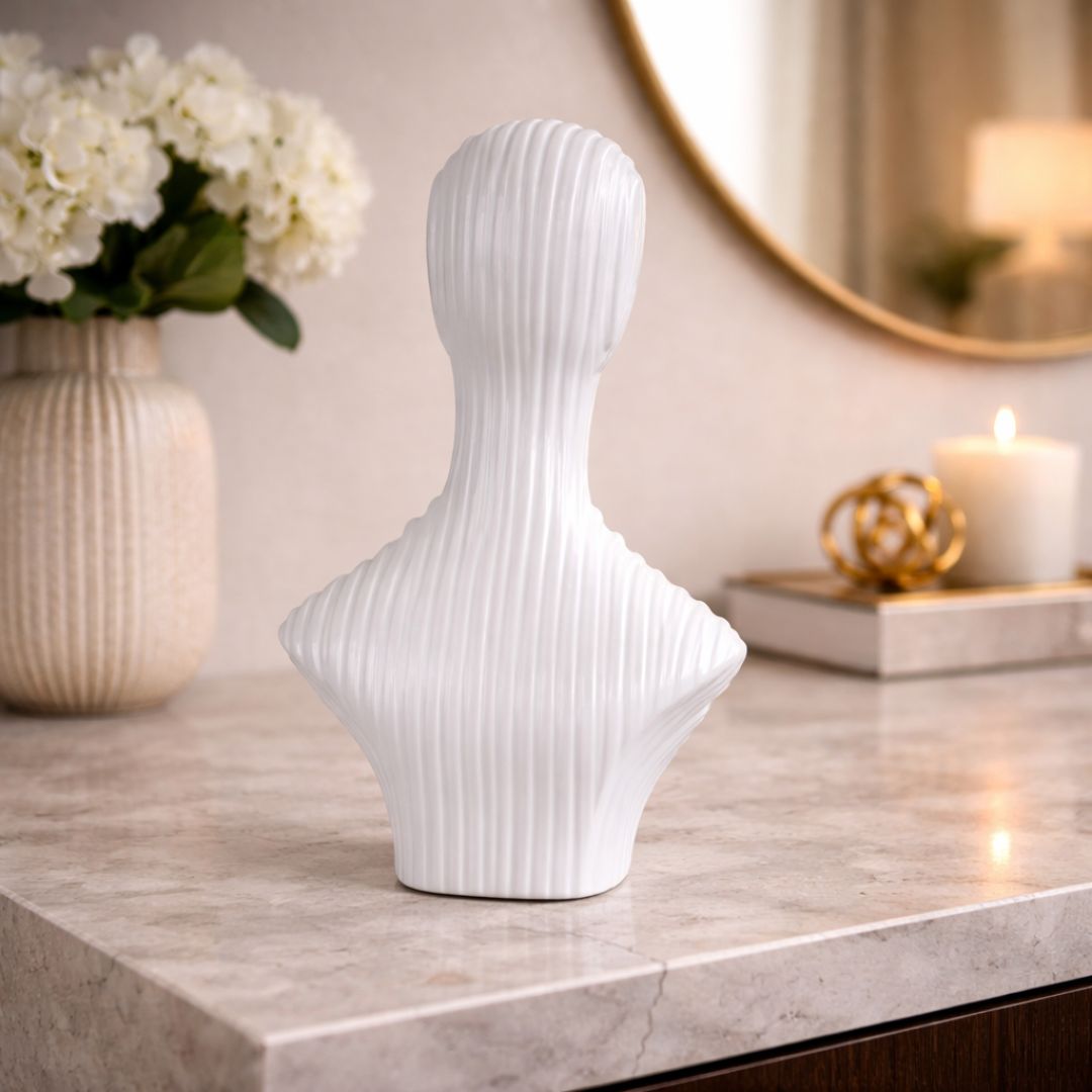 Textured Bust Sculpture - White