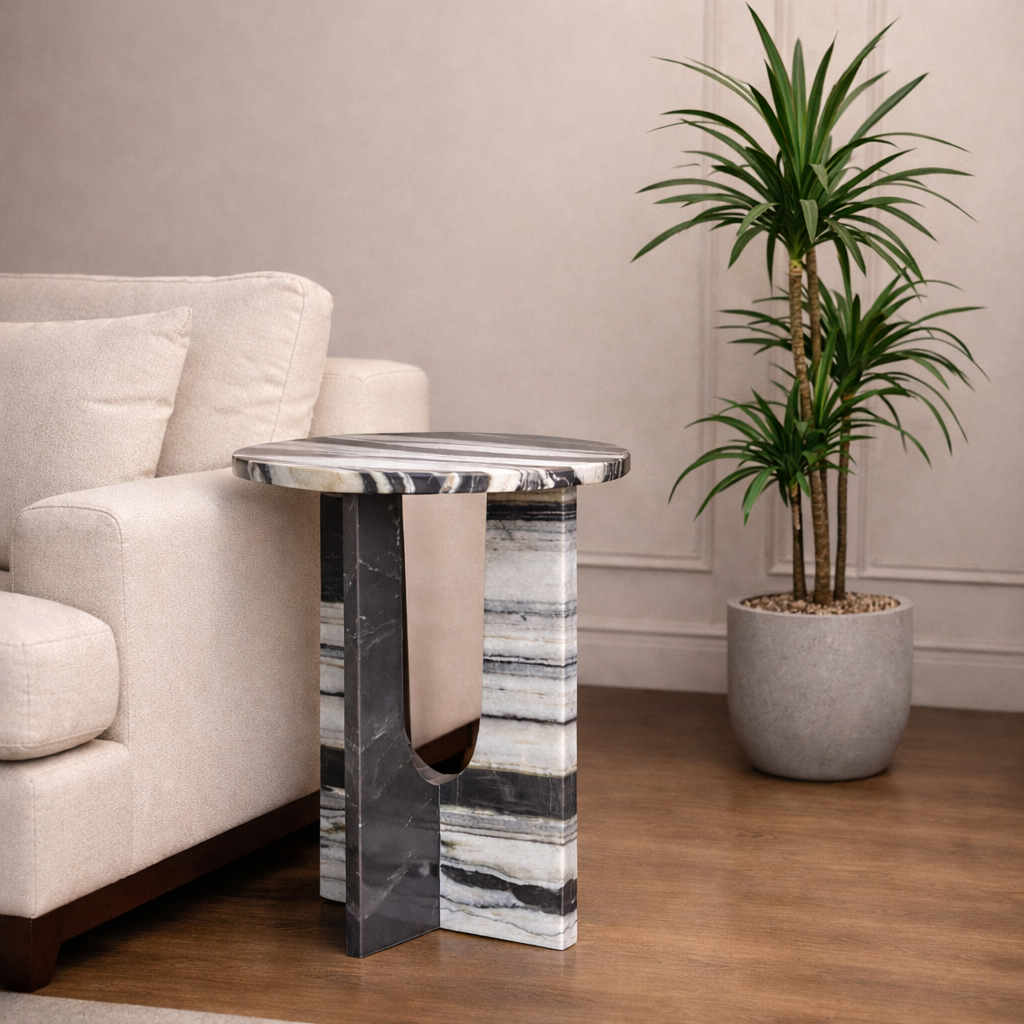 Imperial Panda Marble Accent Table