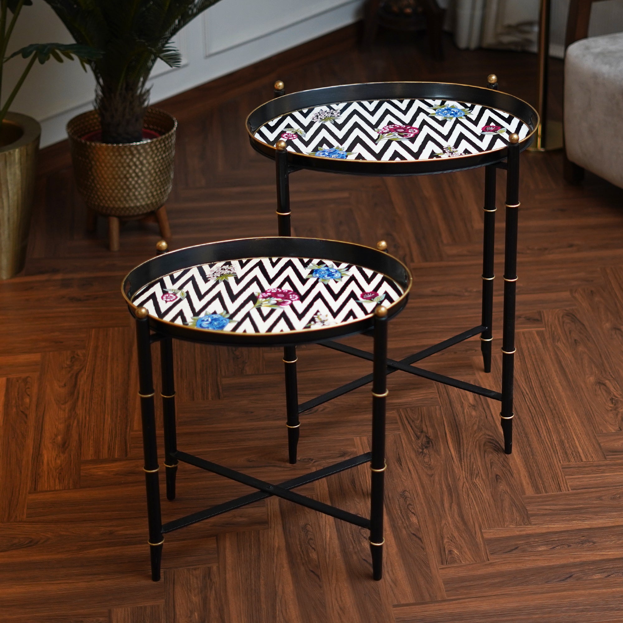 Chevron Bloom Butler Table - Large