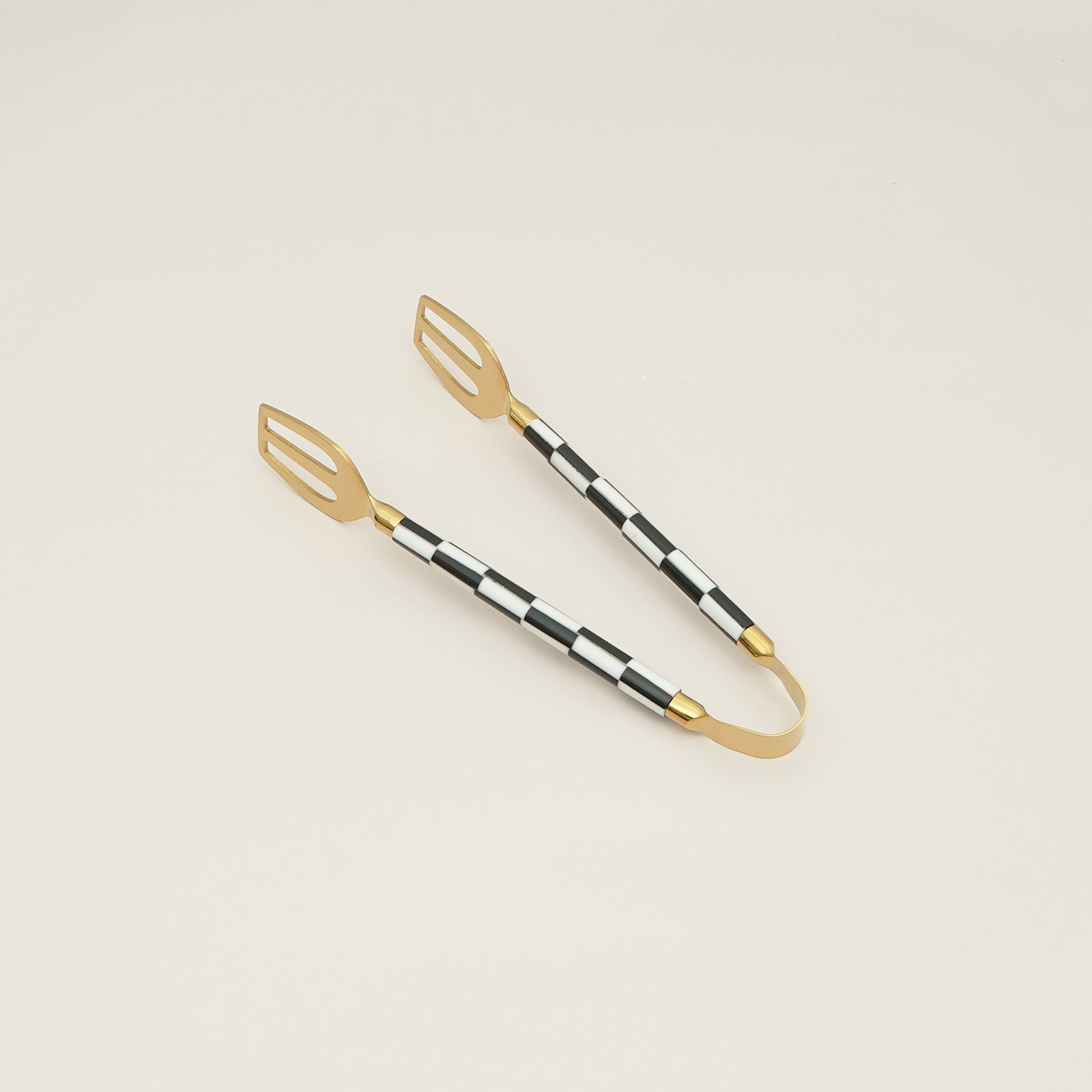 Mini Monochrome Check Inlay Tongs