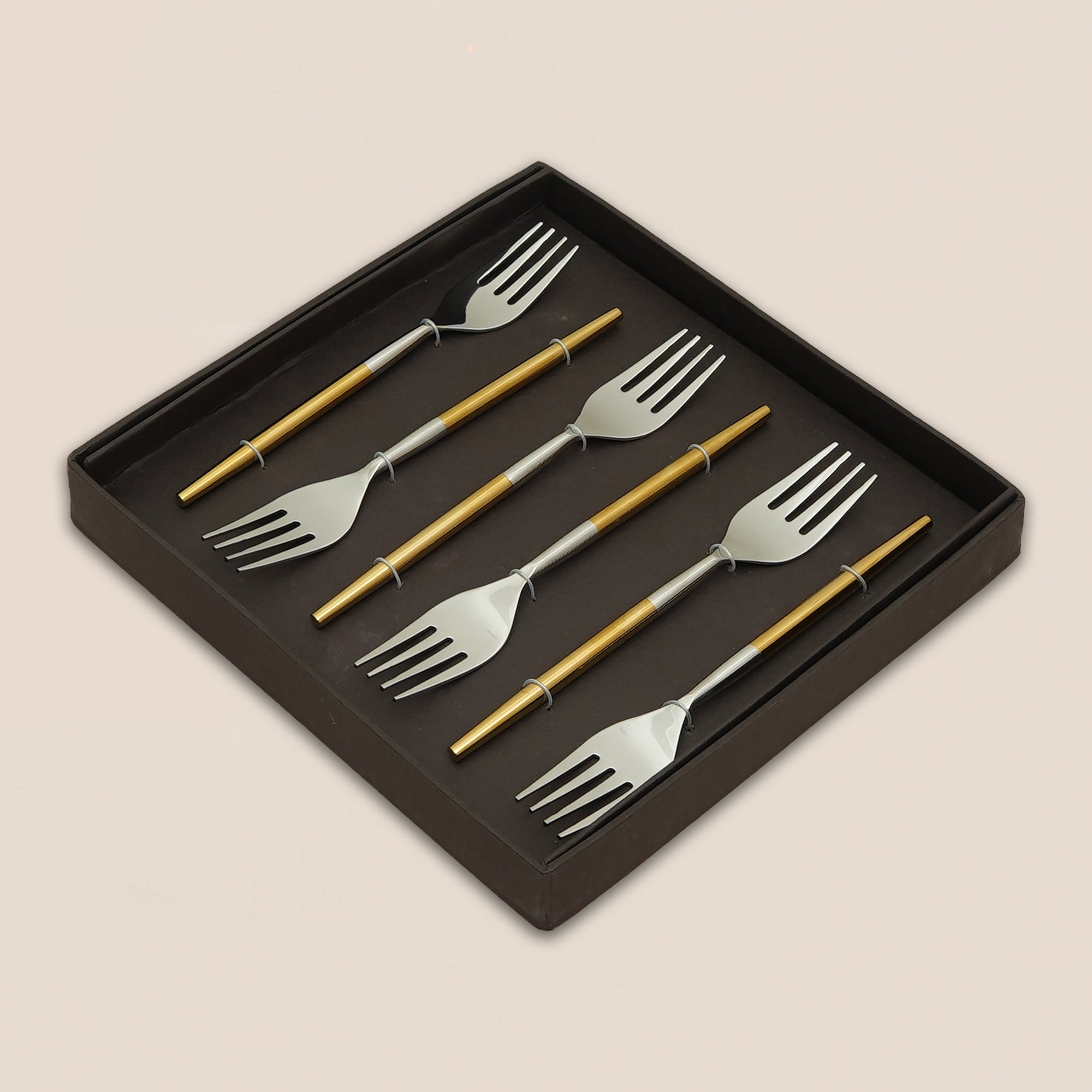 Luxe Duo-Tone Dessert Forks – Set of 6