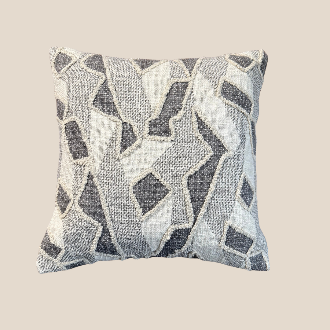 Abstract Grid Cushion -Grey