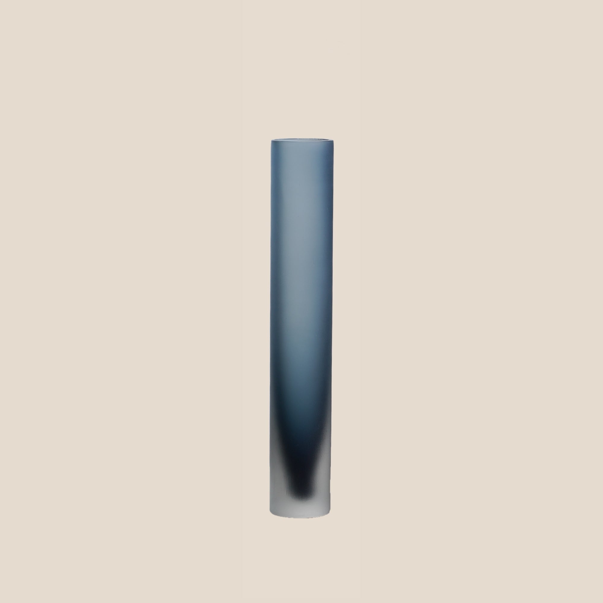 Frosted Blue Glass Cylinder Vase - Small