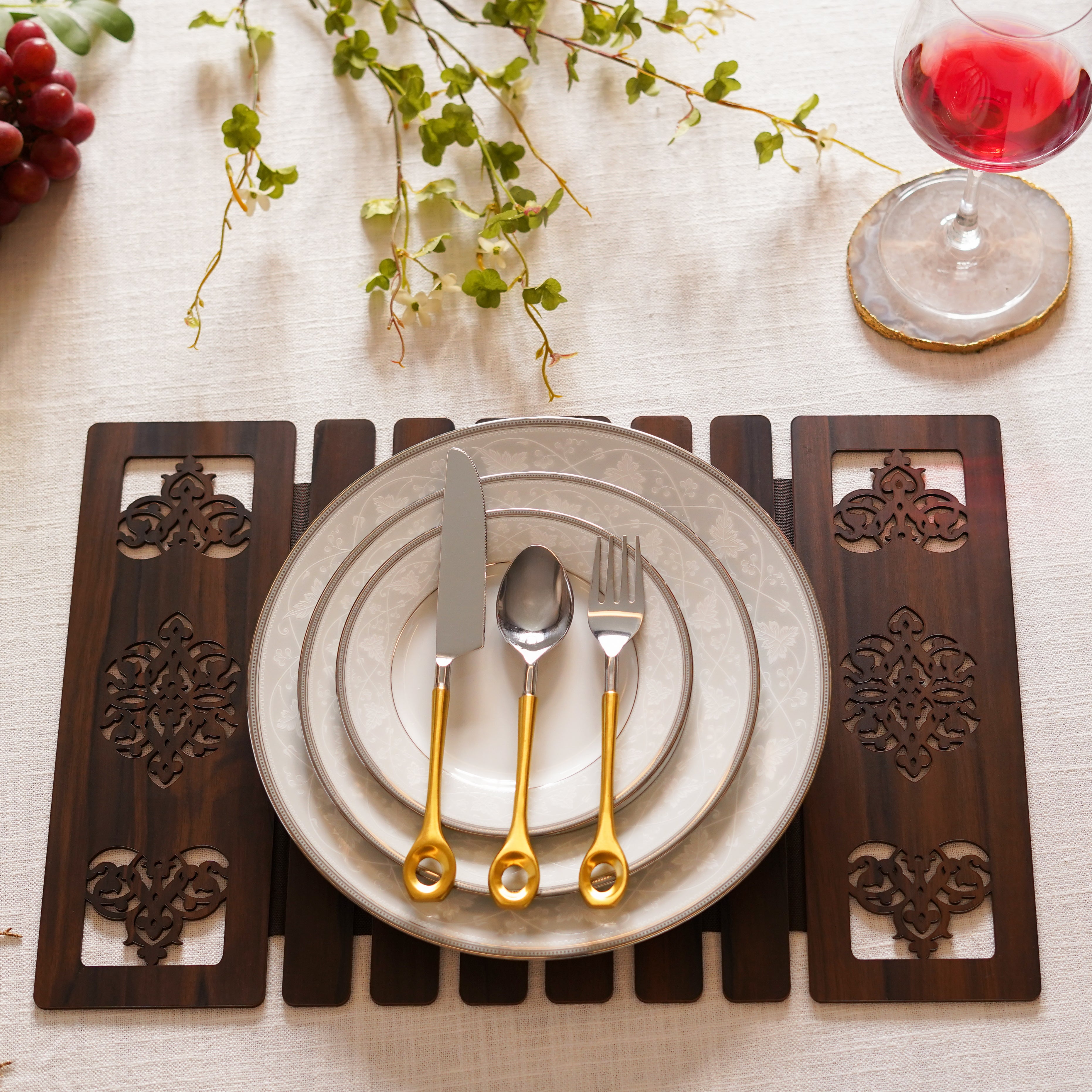 Carved Foldable Table Mats - Set of 2