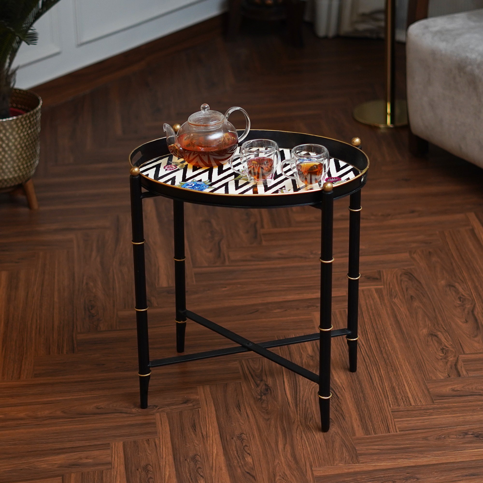 Chevron Bloom Butler Table - Small