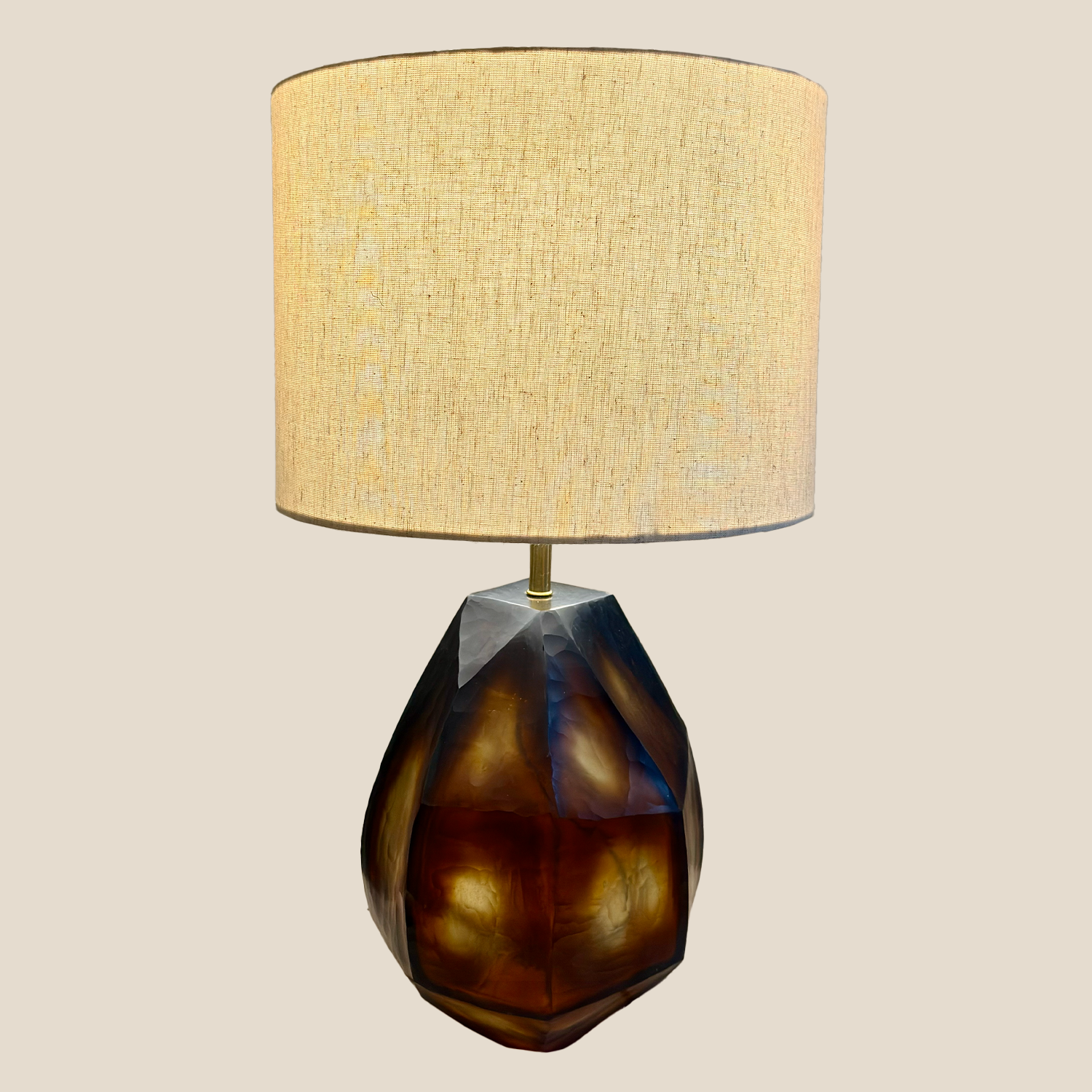 Amber Cut Glass Lamp