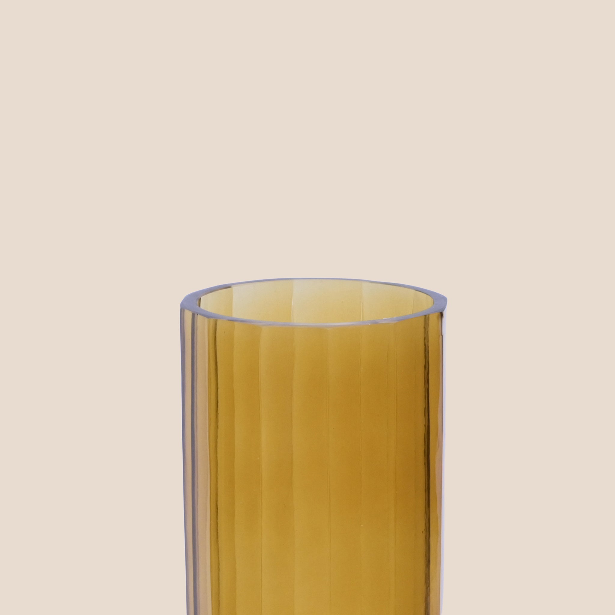 Fluted Prism candle Stand Pair - Amber