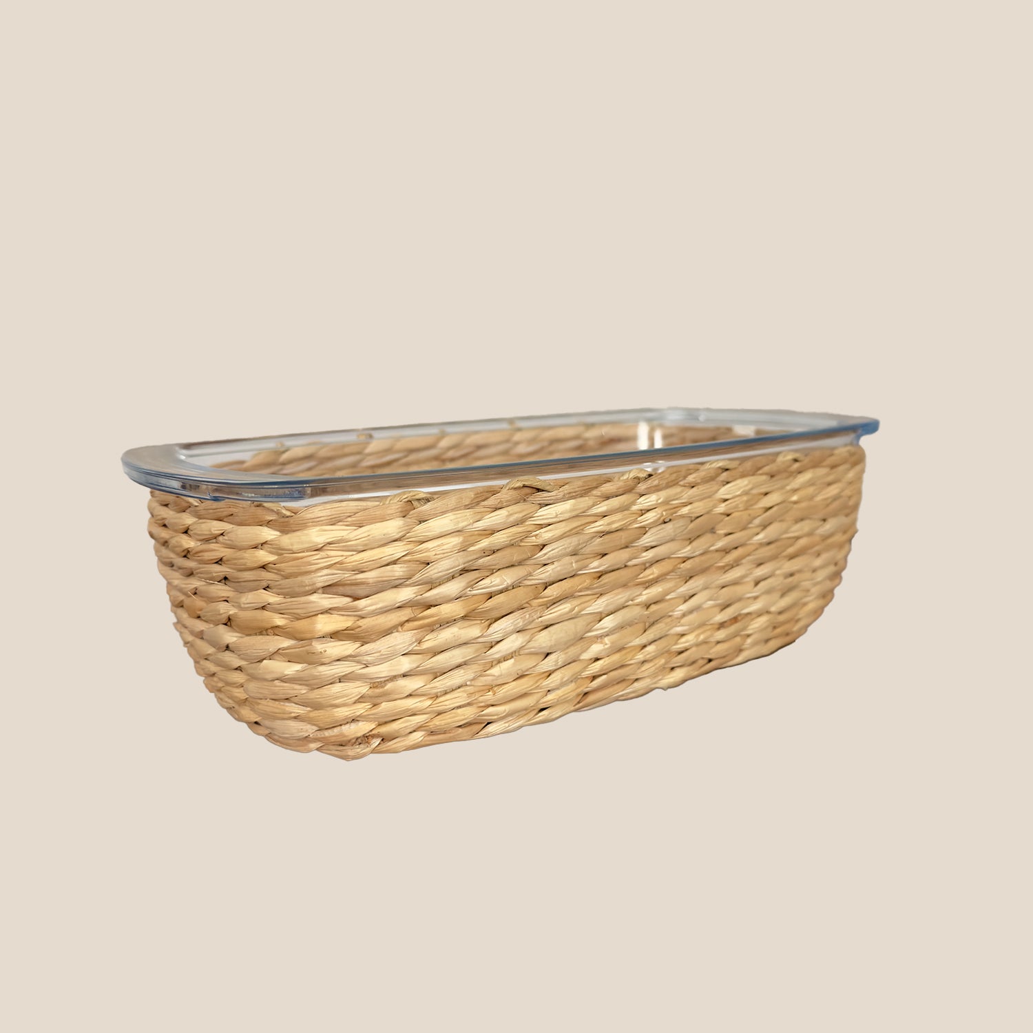 Borosilicate Glass & Cane Rectange Dish Deep