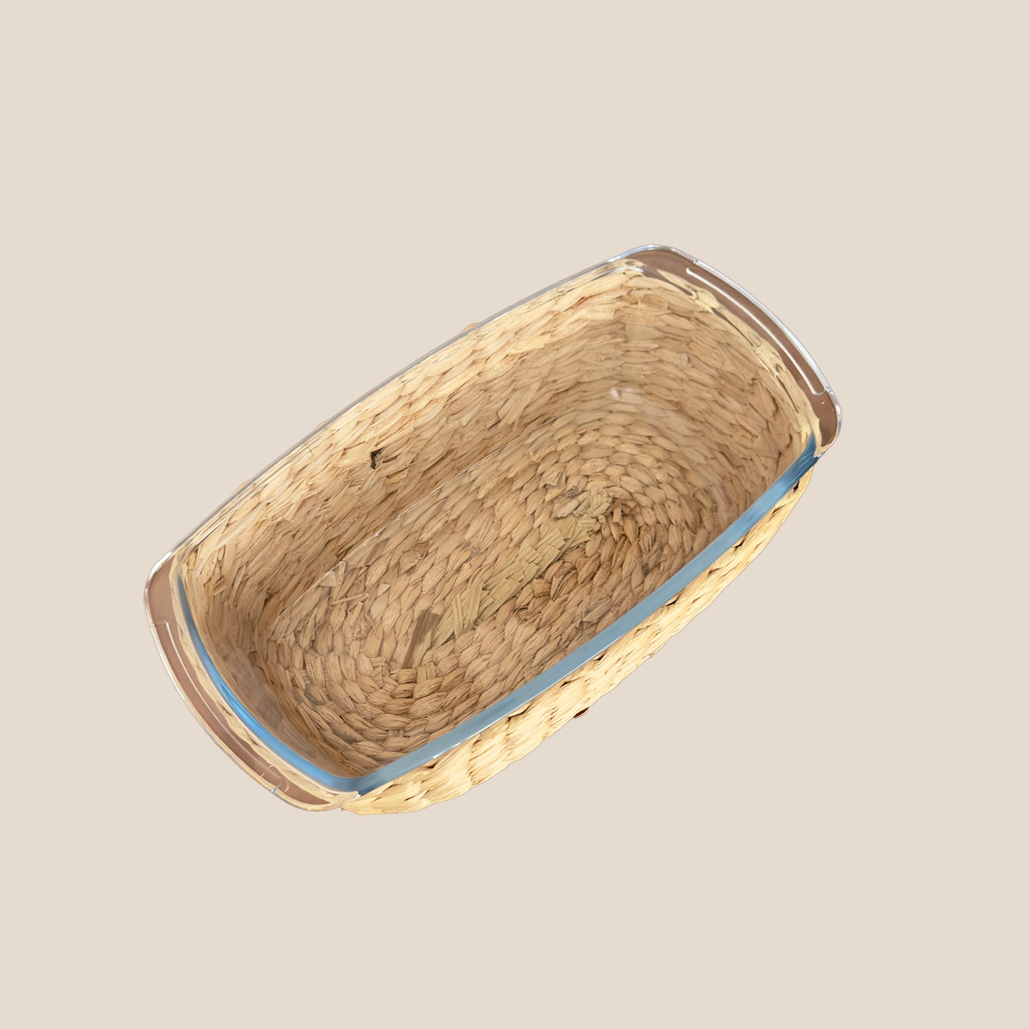 Borosilicate Glass & Cane Rectange Dish Deep