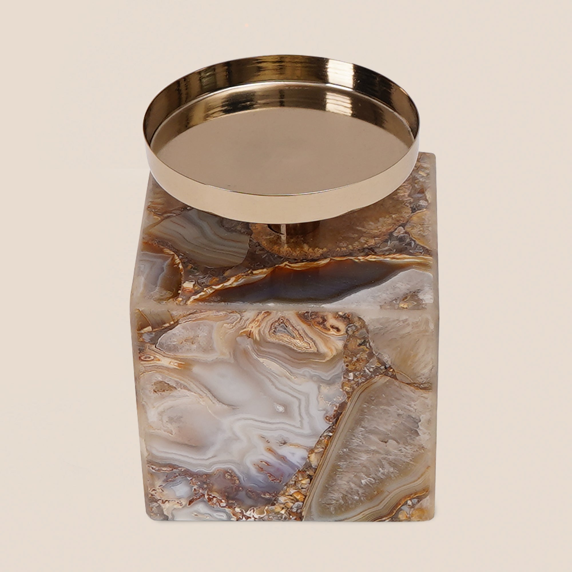 Amber Agate Candle Stand