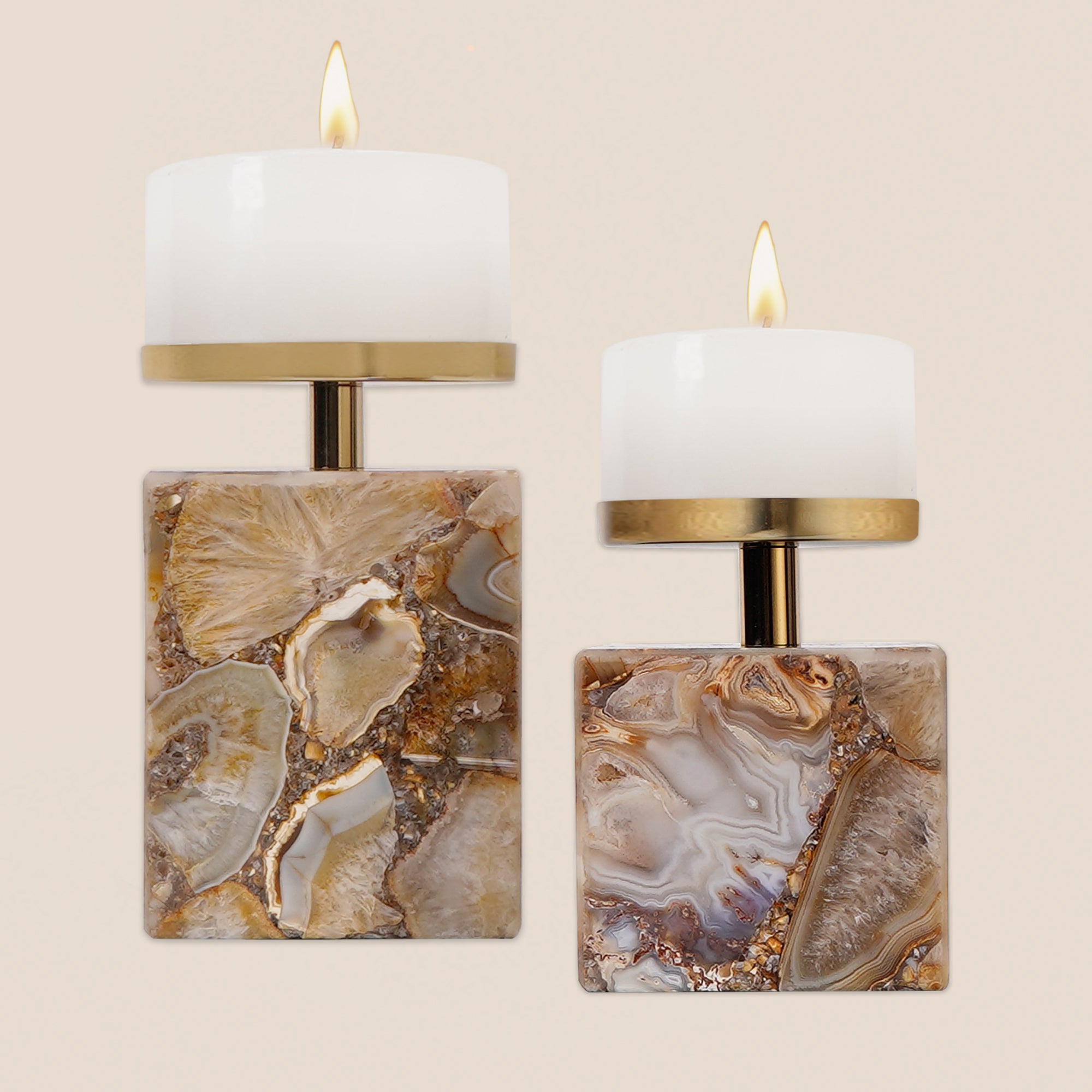 Amber Agate Candle Stand