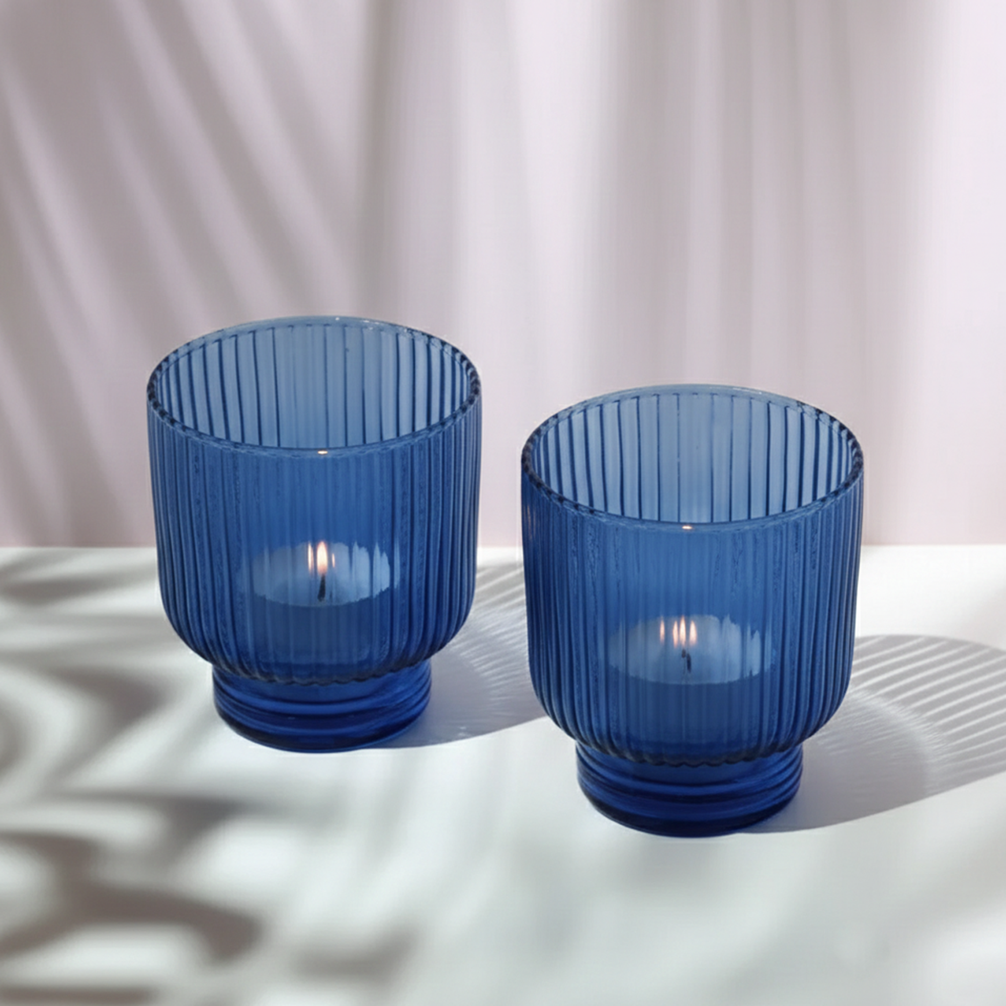 Azure Bloom Votive  (Set of 2)