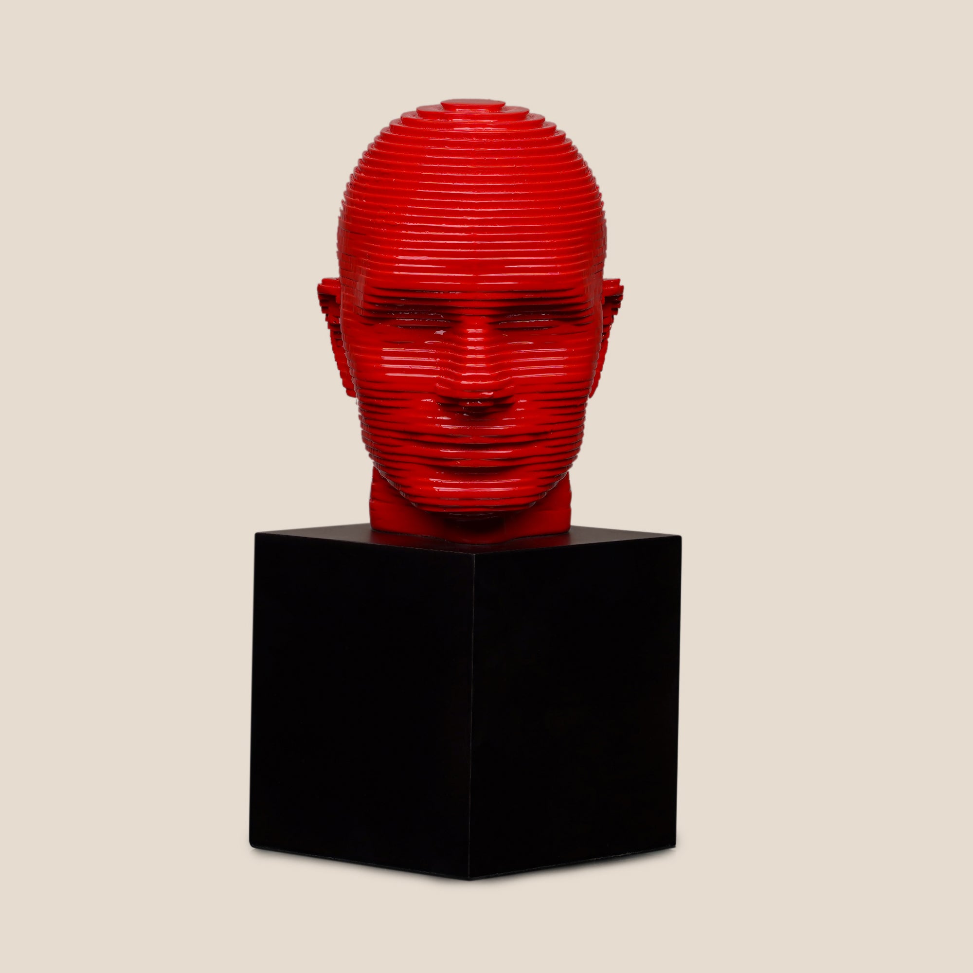 Vibrant Visage Pop Sculpture - Red
