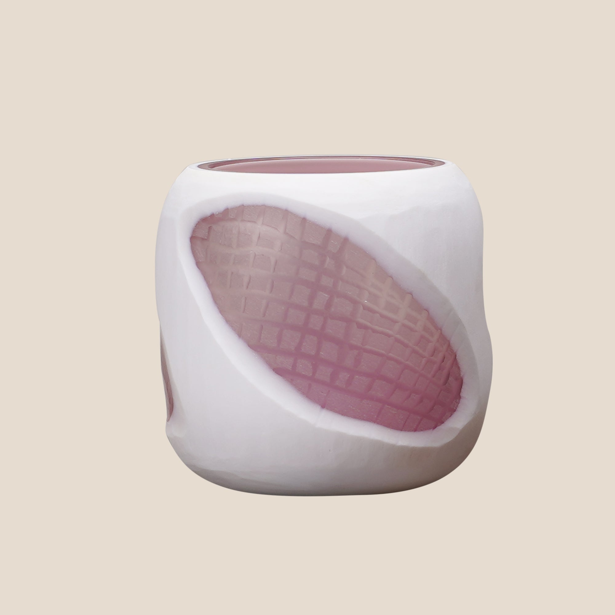 Blush Frost Hand-Cut Glass Votive  (Set of 2)
