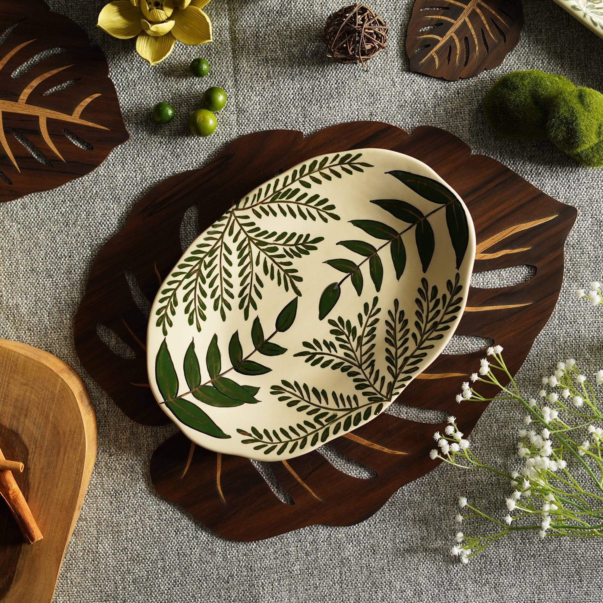 The Forest Collection 24K Gold-Plated Ceramic Platter