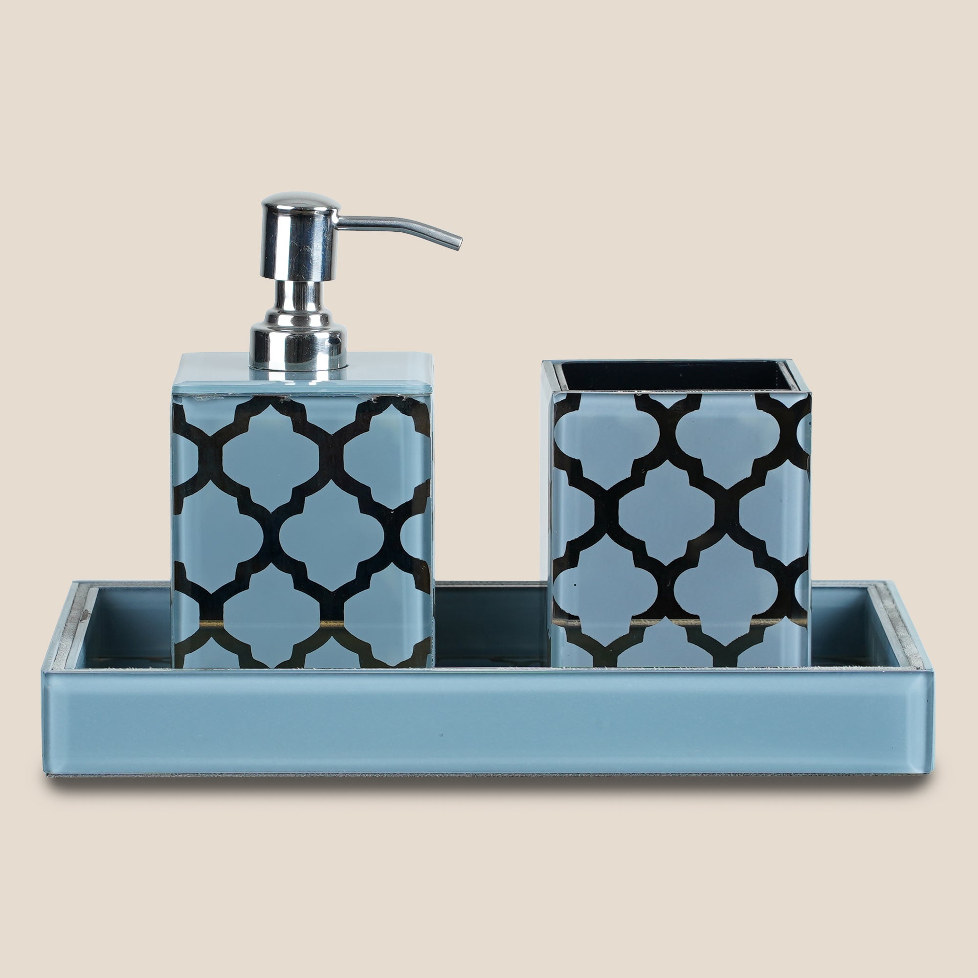 Moroccan Jaali Glass Tray Small - Grey