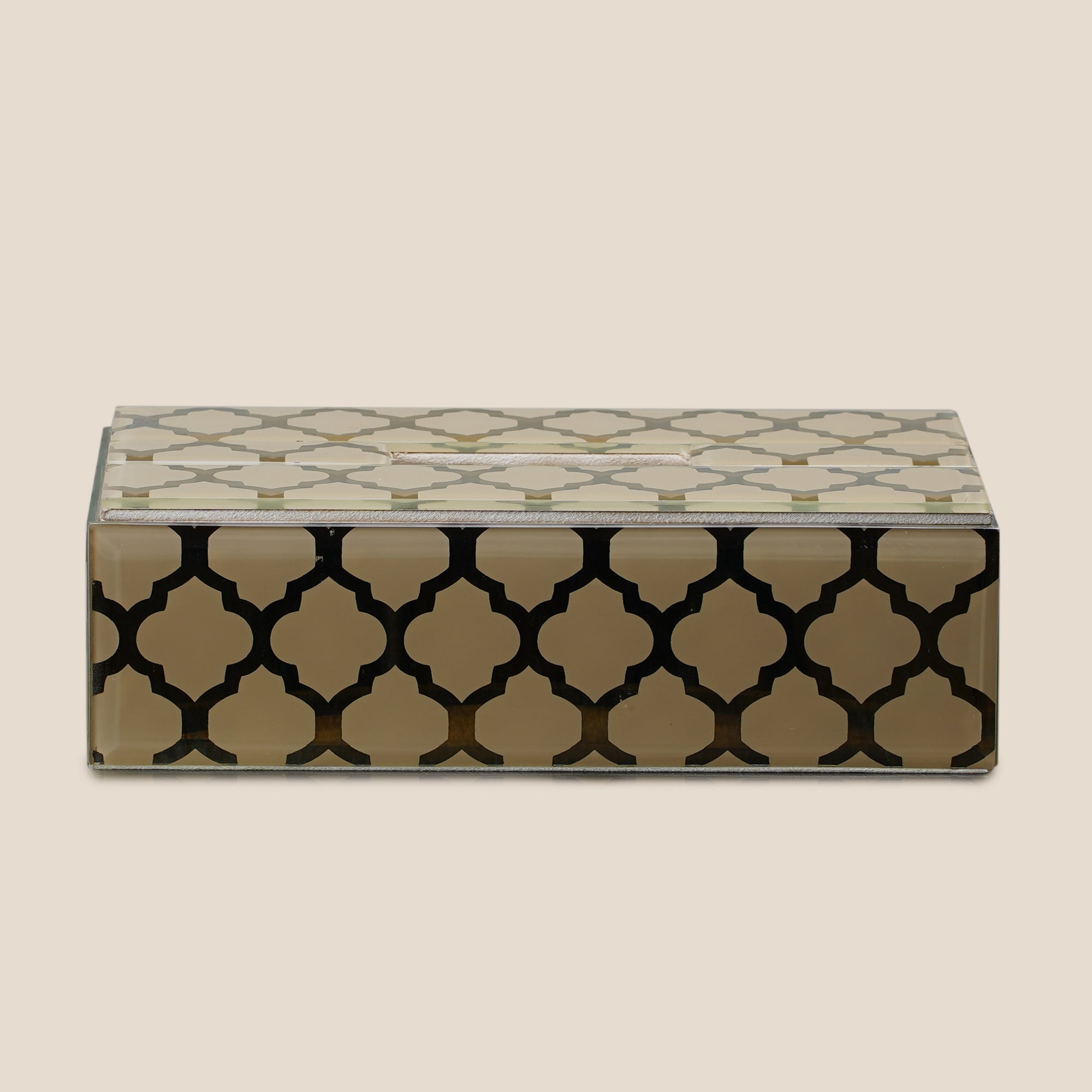 Moroccan Jaali Tissue Box  - Beige