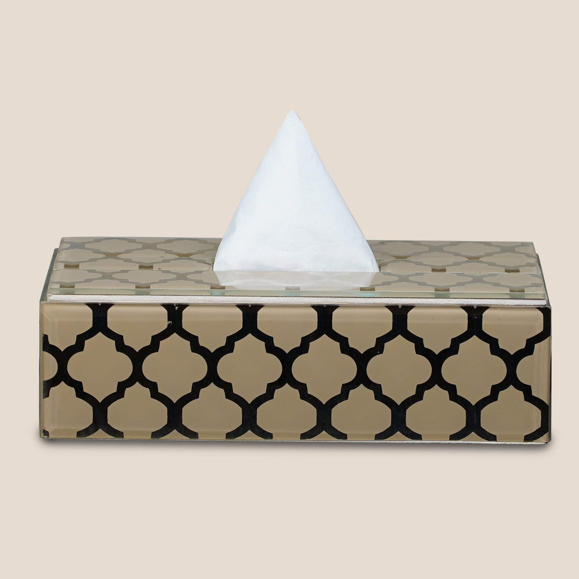 Moroccan Jaali Tissue Box  - Beige