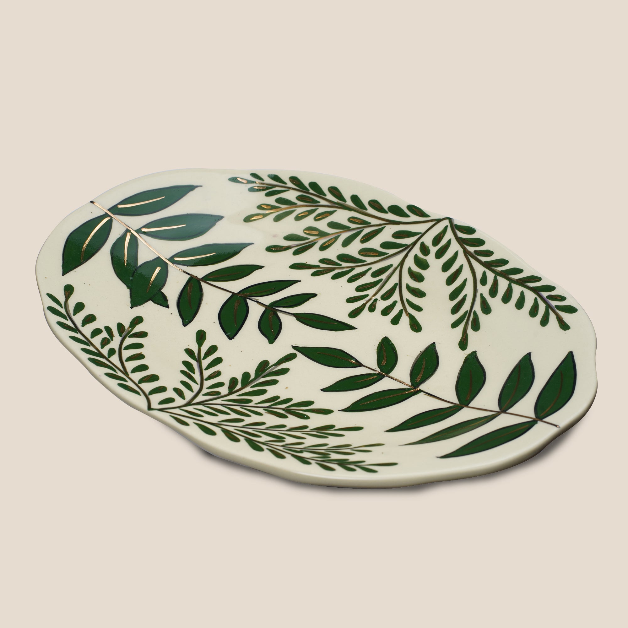 The Forest Collection 24K Gold-Plated Ceramic Platter