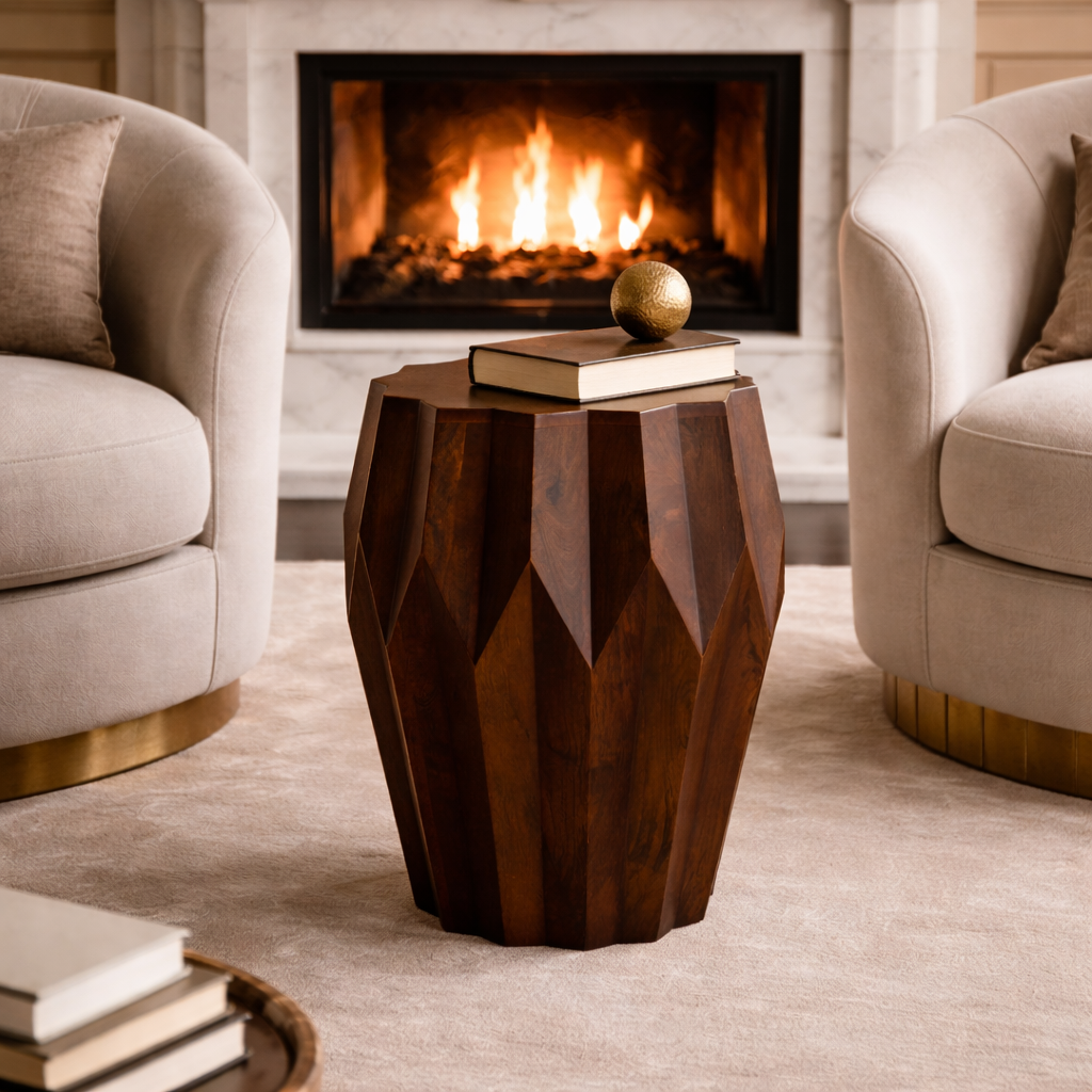 Nia Walnut Facet Table