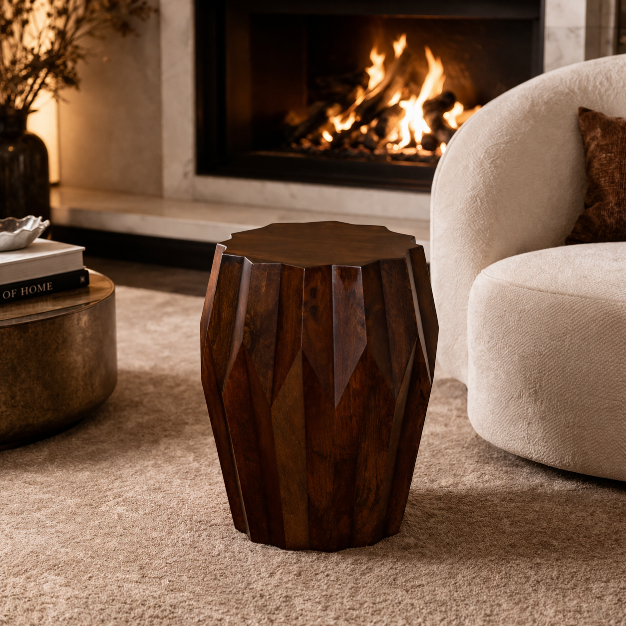 Nia Walnut Facet Table