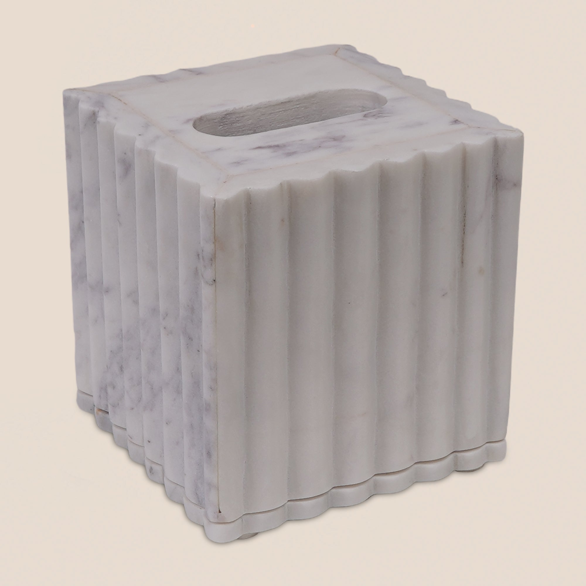 Fluted Marble Tissue Box