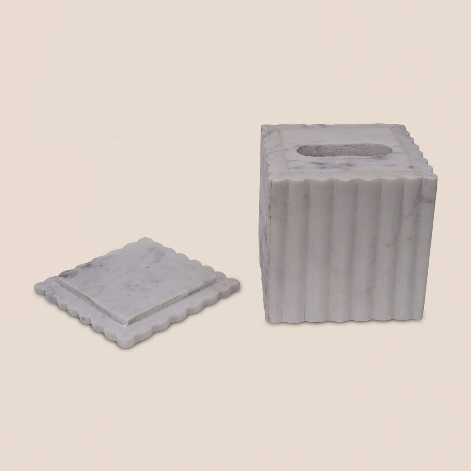 Fluted Marble Tissue Box