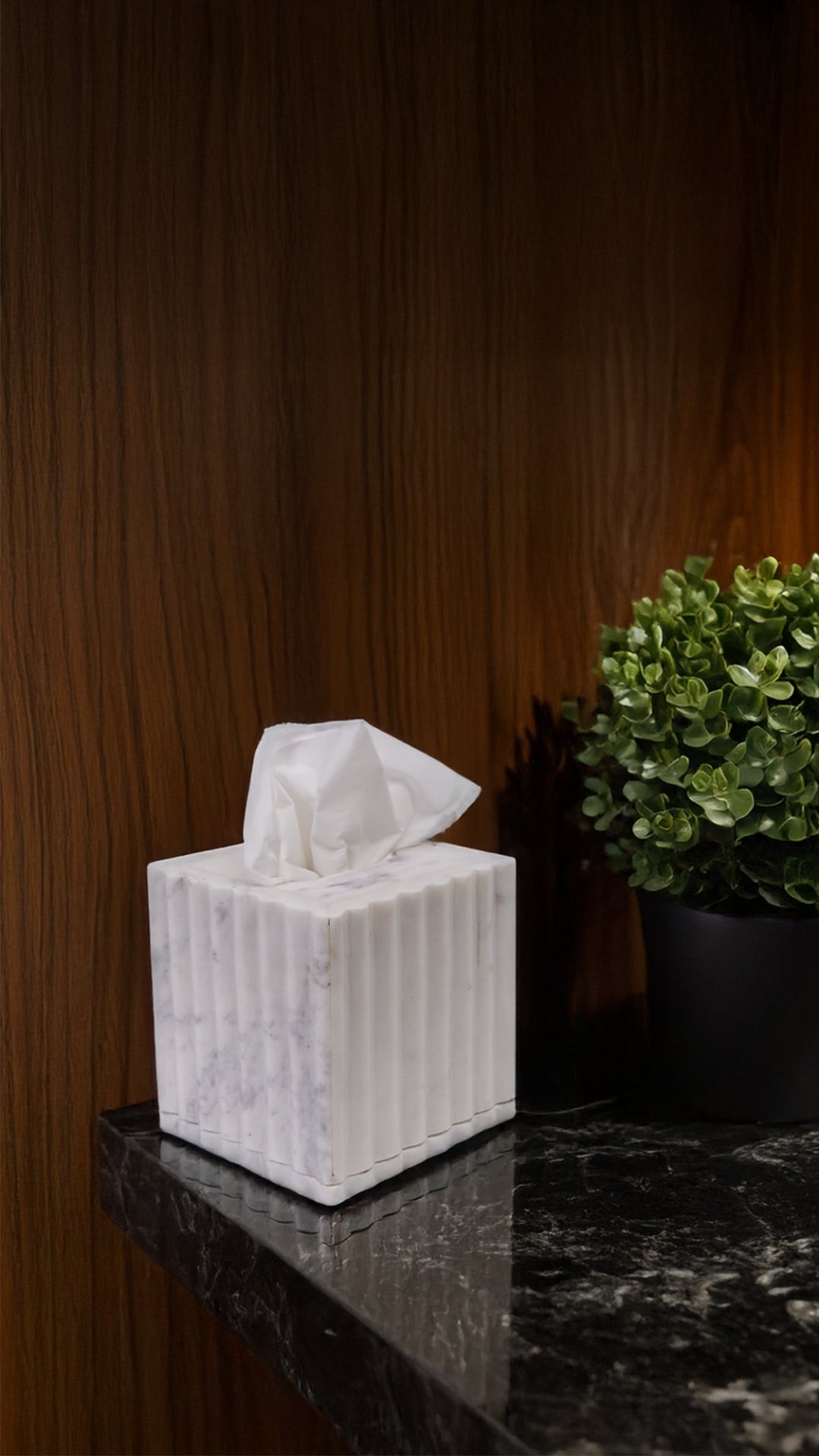 Fluted Marble Tissue Box
