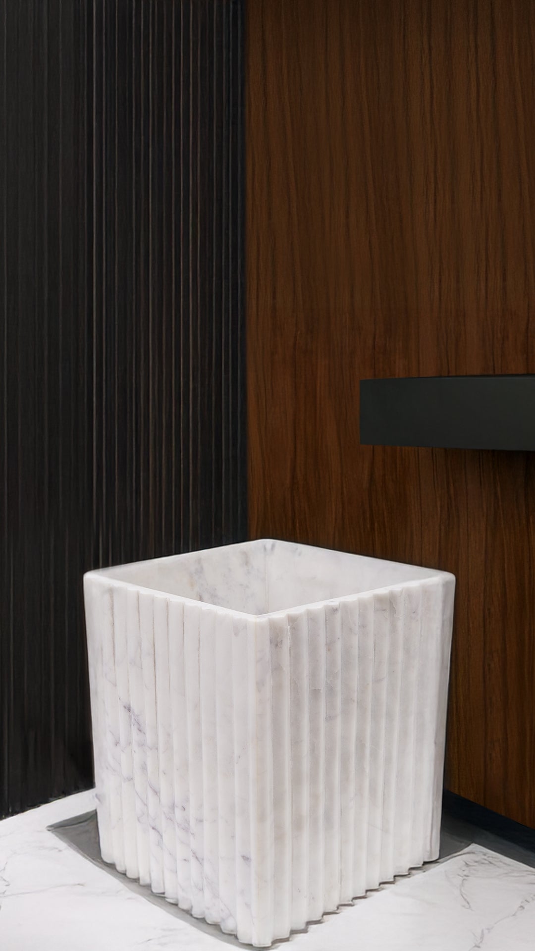 Fluted Marble Waste Bin (Only for Delhi NCR)