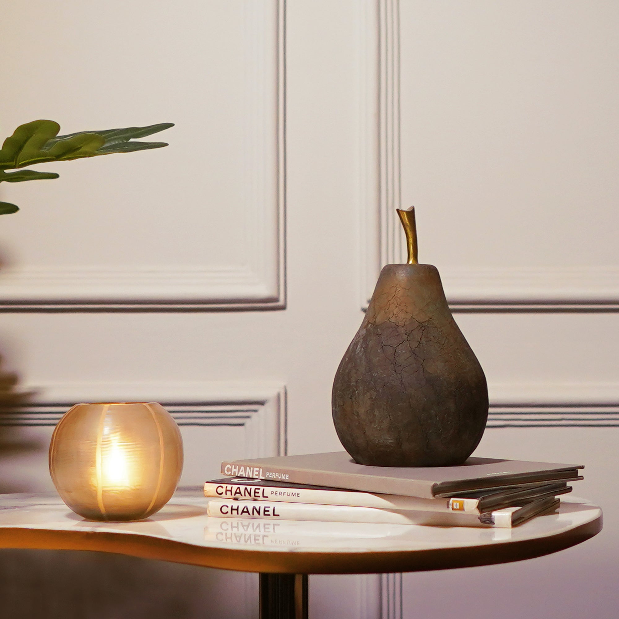 Rustic Glass Pear Decor