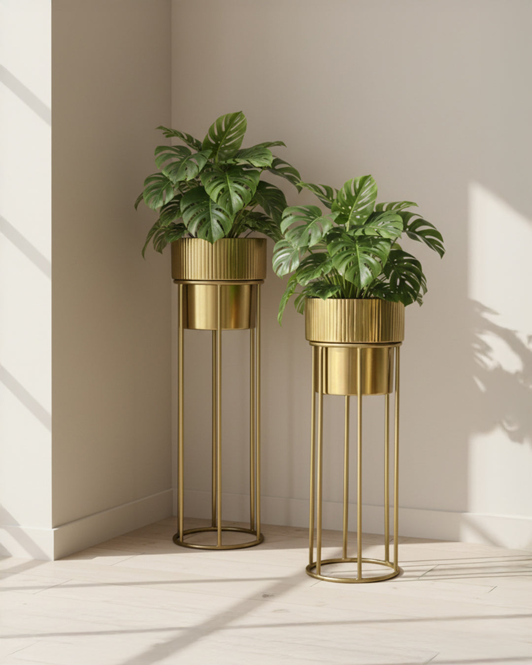 Gold Fluted Planters - Set of 2