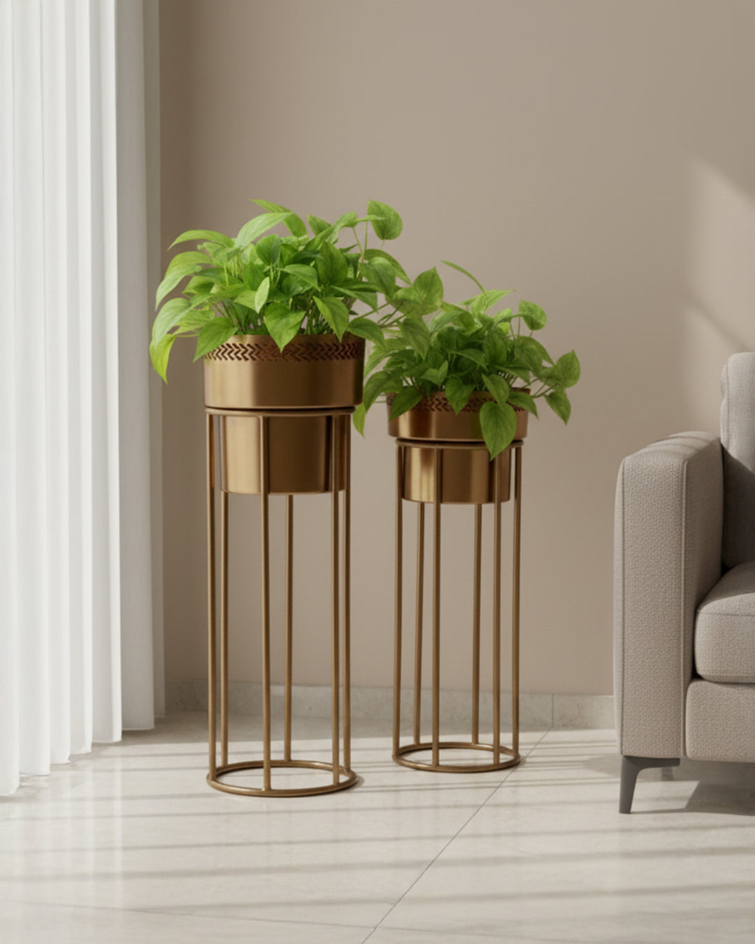 Gold Weave Planters- Set of 2