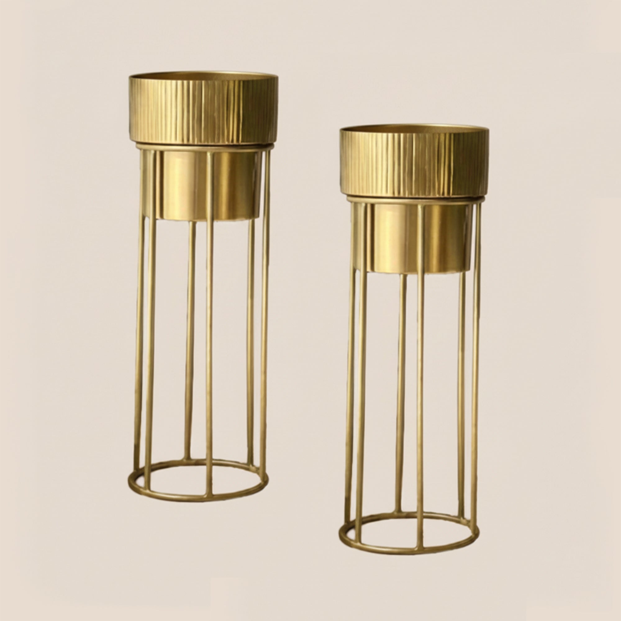 Gold Fluted Planters - Set of 2